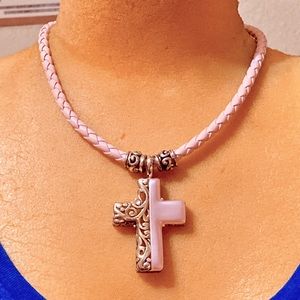 Darling pink cross necklace